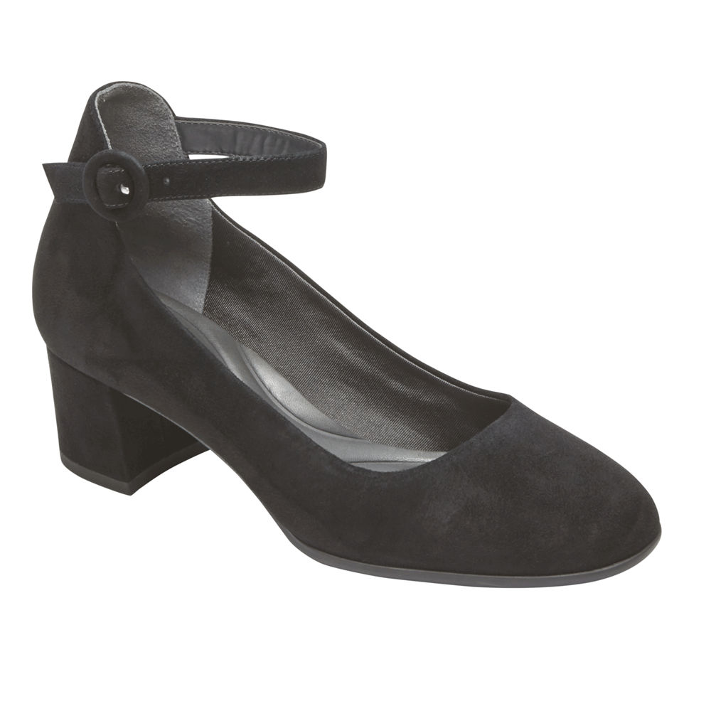 Sapatos De Salto Rockport Mulher Pretas - Total Motion Novalie Ankle-Strap - 16893WCFM